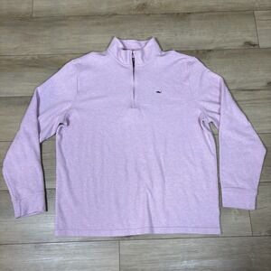 Vineyard Vines Sweater Mens XL Light Heather Pink Quarter Zip Cotton Whale Logo